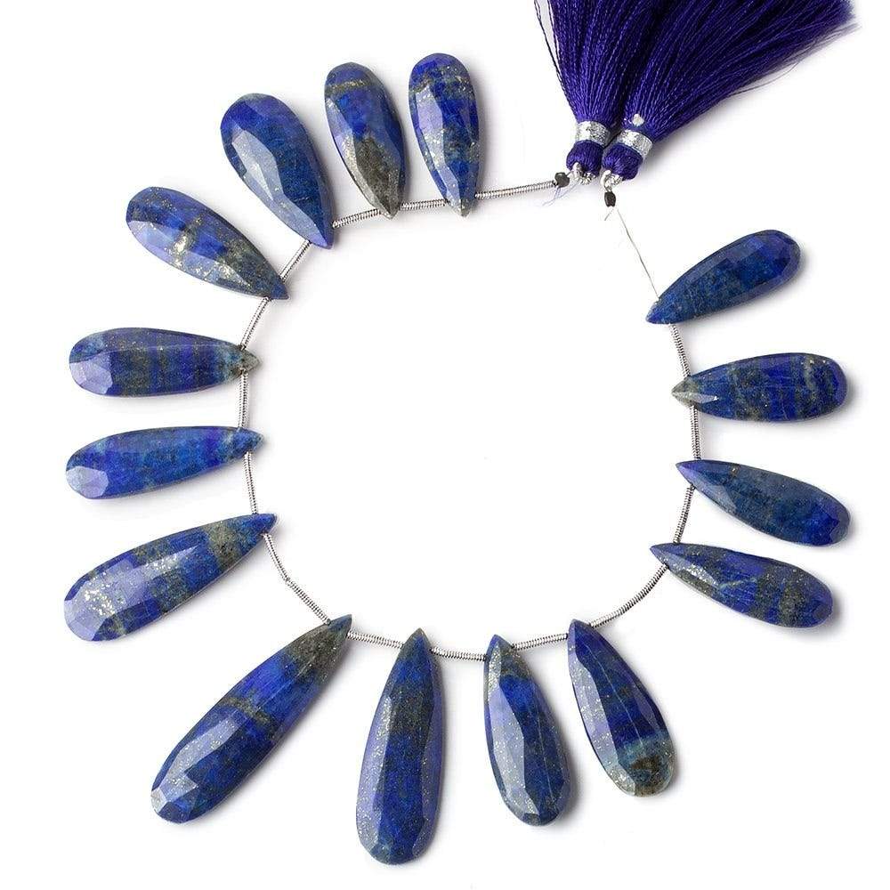 27x10-42x11.5mm Lapis Lazuli faceted pear beads 8 inch 14 pieces AA - Beadsofcambay.com
