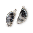 27x13mm .925 Silver Bezel Dendritic Opal Freeform Shape Set of 2 Pendants - Beadsofcambay.com