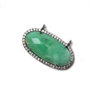 27x13mm Black Gold Bezeled CZ & Chrysoprase Oval East West Connector 1 pc - Beadsofcambay.com