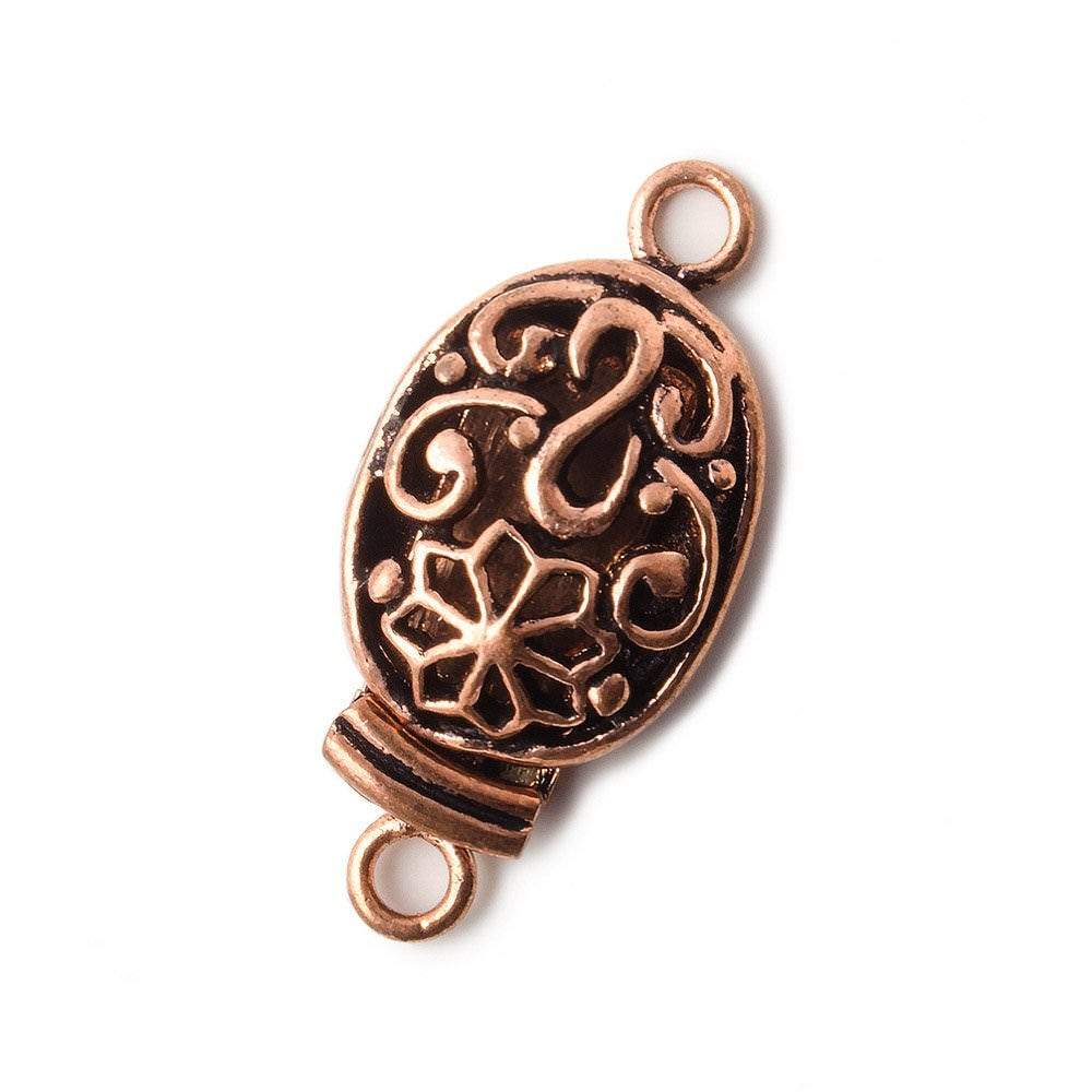 27x13x6mm Copper Box Clasp Floral Scroll Stem Set of 2 - Beadsofcambay.com
