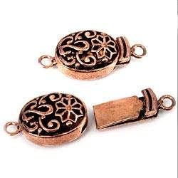 27x13x6mm Copper Box Clasp Floral Scroll Stem Set of 2 - Beadsofcambay.com