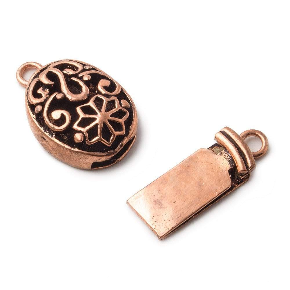 27x13x6mm Copper Box Clasp Floral Scroll Stem Set of 2 - Beadsofcambay.com