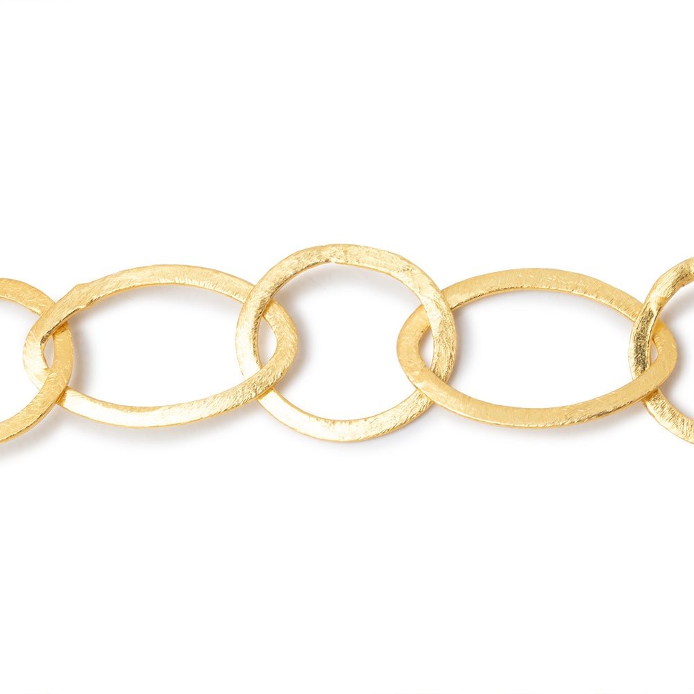 27x16mm & 19mm 22kt Gold plated Brushed Round and Marquise Link Chain - Beadsofcambay.com