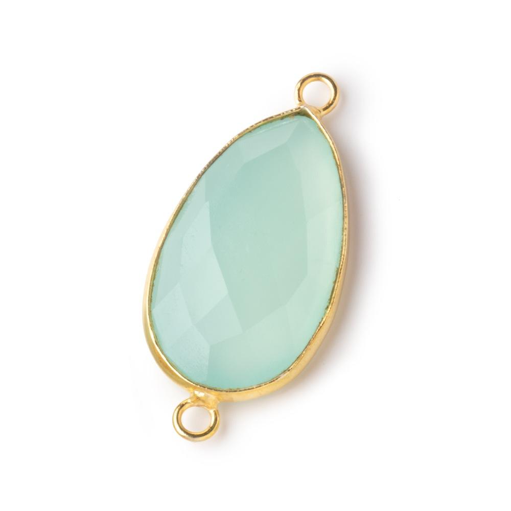 27x16mm Vermeil Bezel Seafoam Chalcedony Faceted Nugget Connector 1 piece - Beadsofcambay.com