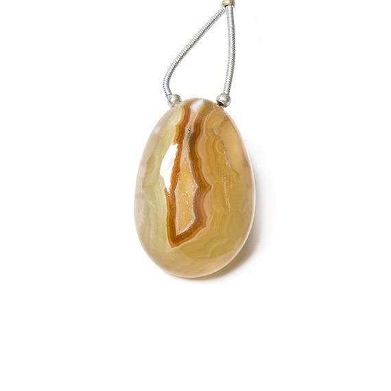 27x18mm Amber Brown Concentric Agate Drusy Freeform Focal Bead 1 piece - Beadsofcambay.com