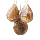 27x19-32x22mm Rutilated Quartz Faceted Pear Focal Bead 3 pieces - Beadsofcambay.com