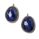 27x19mm Black Gold Bezeled White CZ & Lapis Lazuli Nugget Pendant 1 pc - Beadsofcambay.com