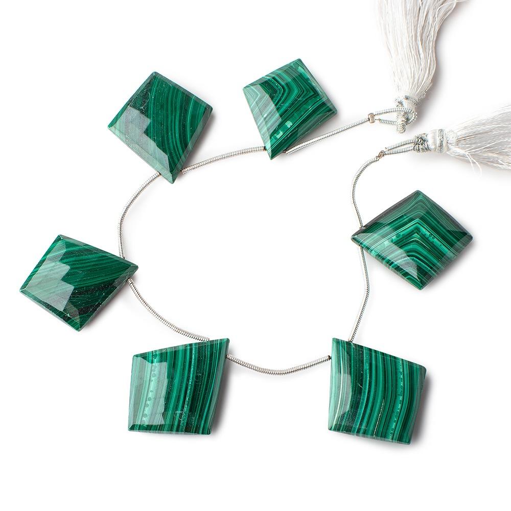 27x24-32x26mm Malachite Faceted Kite Beads 6 inch 6 pieces - Beadsofcambay.com