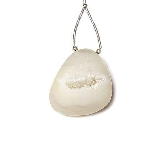 27x26mm Frosted White Agate Drusy Freeform Focal Bead 1 piece - Beadsofcambay.com