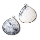 27x27mm Black Gold .925 Bezeled Dendritic Opal opaque faceted heart Pendant 1 piece - Beadsofcambay.com