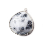 27x27mm Silver .925 Bezeled Dendritic Opal opaque faceted heart Pendant 1 piece - Beadsofcambay.com