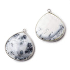 27x27mm Silver .925 Bezeled Dendritic Opal opaque faceted heart Pendant 1 piece - Beadsofcambay.com