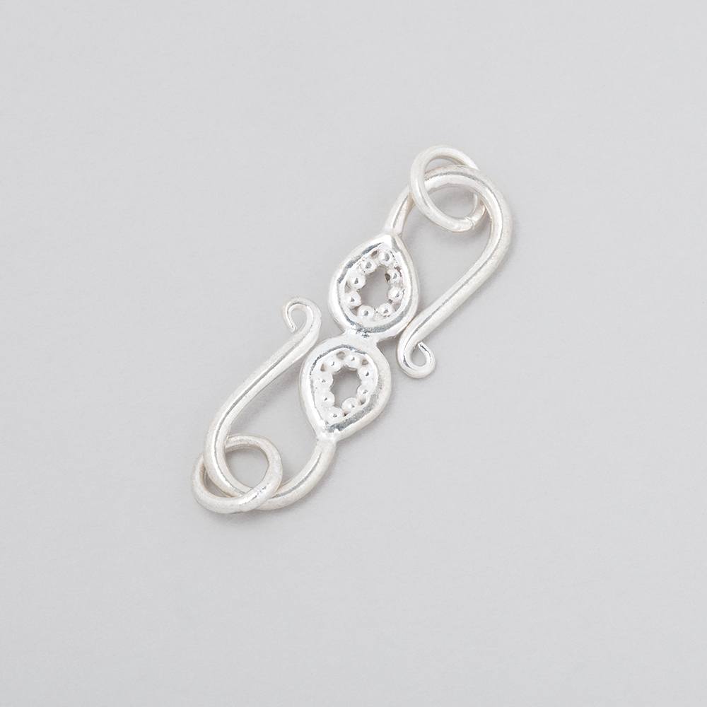 27x7.5mm Sterling Silver S Hook with Paisley Design 1 finding - Beadsofcambay.com
