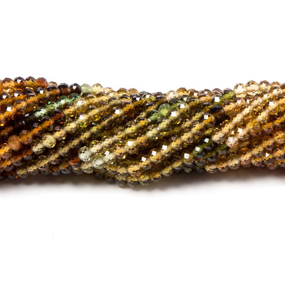 2.8mm Multi Color Tourmaline Micro Faceted Rondelle Beads 15 inch 170 pcs - Beadsofcambay.com