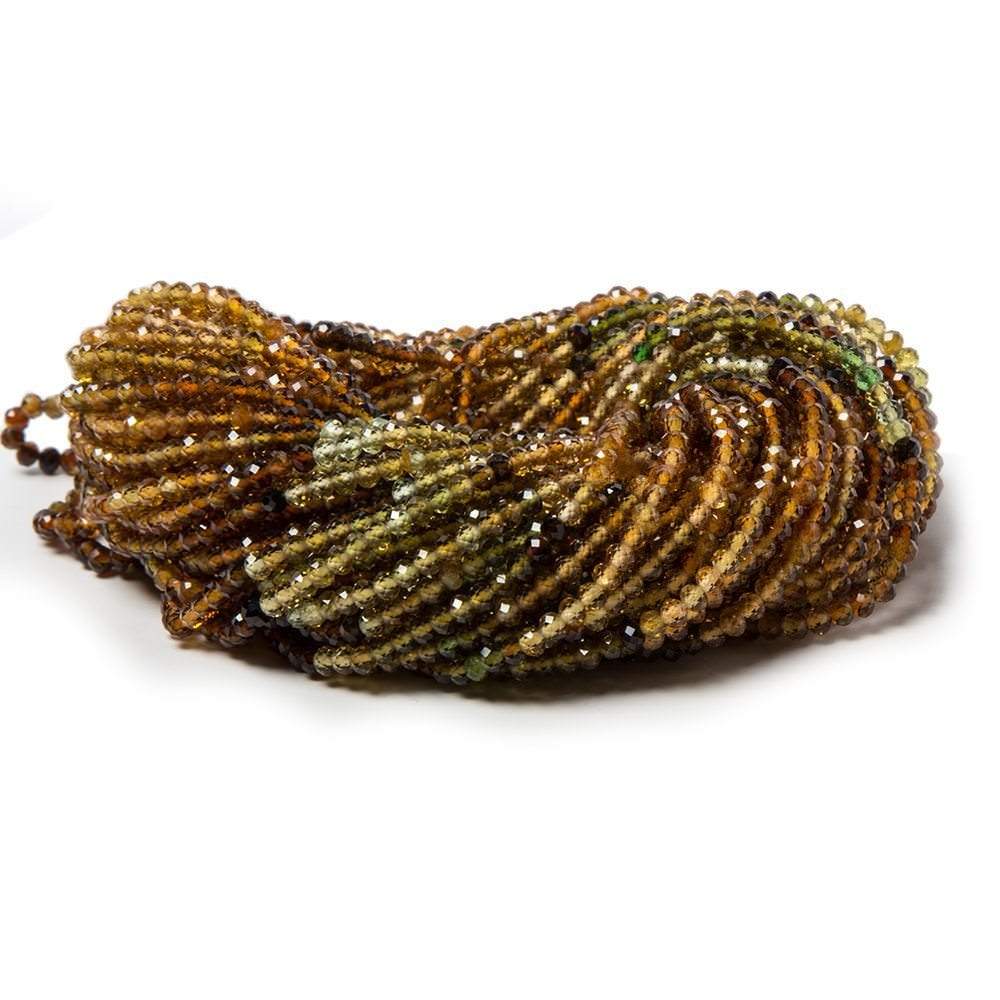 2.8mm Multi Color Tourmaline Micro Faceted Rondelle Beads 15 inch 170 pcs - Beadsofcambay.com