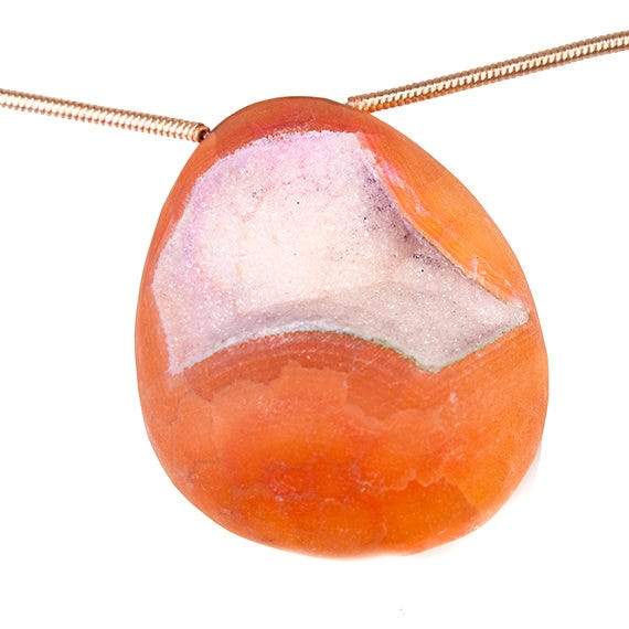 28mm Orange Agate Drusy Free Shape Strand 5 beads 6 inch - Beadsofcambay.com