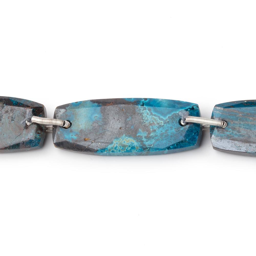 28x10mm Chrysocolla Double Drilled Rectangles 7.5 inch 6 Beads - Beadsofcambay.com