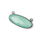 28x11.5mm Black Gold .925 Bezel Sea Chalcedony Oval East West Connector 1 piece - Beadsofcambay.com