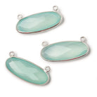 28x11.5mm Silver Bezel Sea Chalcedony Oval East West Connector 1 piece - Beadsofcambay.com