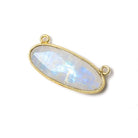 28x11.5mm Vermeil Bezel Rainbow Moonstone Oval East West Connector 1 piece - Beadsofcambay.com
