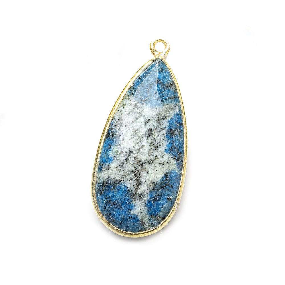 28x15mm Vermeil Bezel K2 Granite & Azurite faceted Pear Pendant 1 piece - Beadsofcambay.com