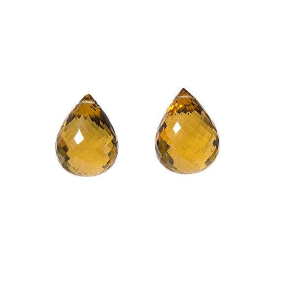 28x17mm Whiskey Quartz faceted tear drop focal Bead Set of 2 - Beadsofcambay.com