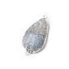 28x17x4mm Silver Leaf Silver Grey Agate Drusy Free Shape Connector 1 piece - Beadsofcambay.com