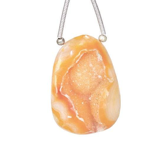28x19mm Orangy Yellow Agate Drusy Freeform Focal Bead 1 piece - Beadsofcambay.com