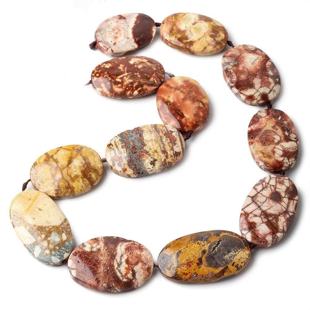 28x20-38x21mm Bird's Eye Agate Plain Oval Beads 15 inch 12 pieces - Beadsofcambay.com