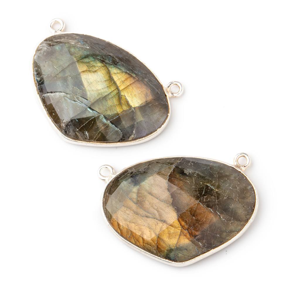 28x20mm Silver Bezeled Labradorite Heart Pendant 1 piece - Beadsofcambay.com