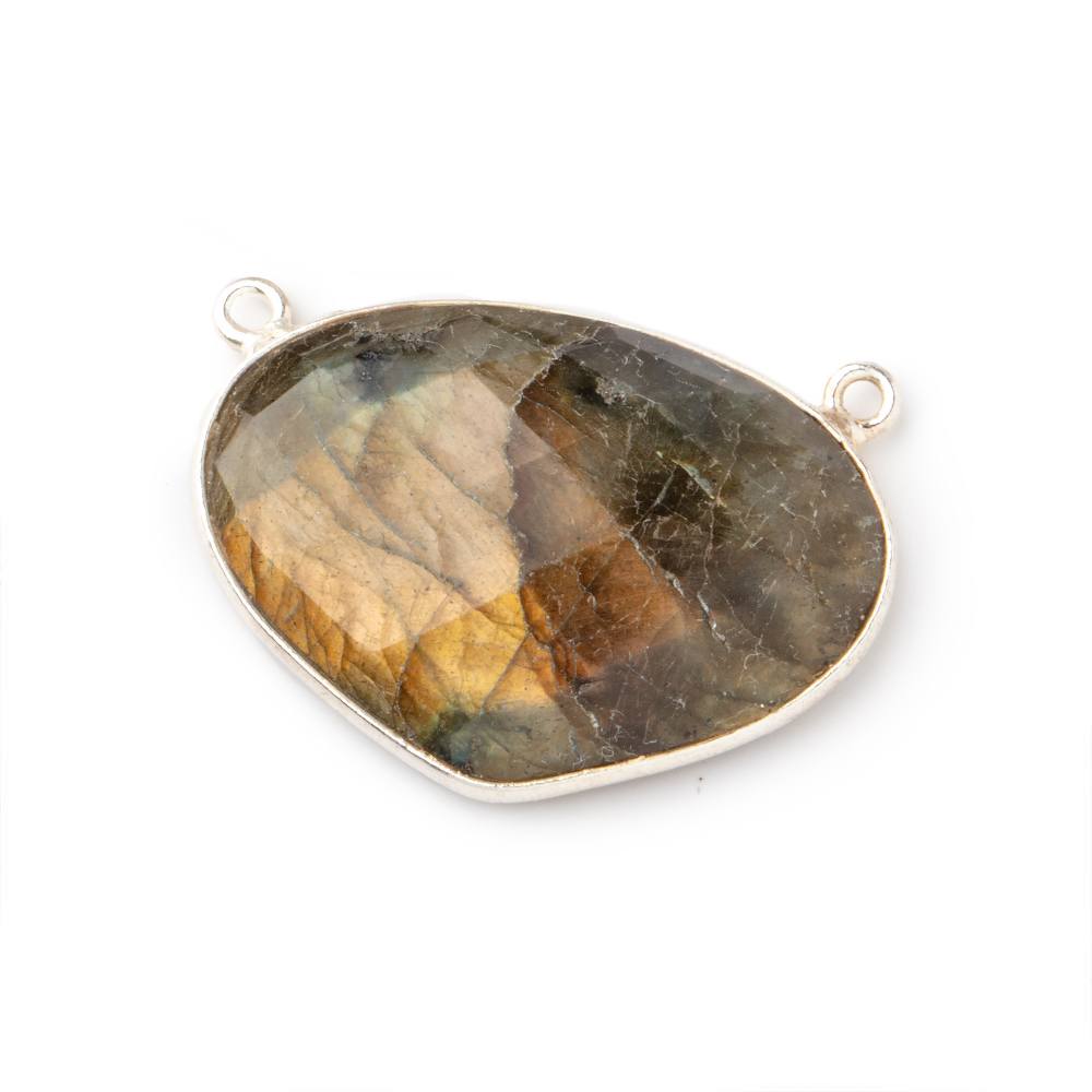 28x20mm Silver Bezeled Labradorite Heart Pendant 1 piece - Beadsofcambay.com