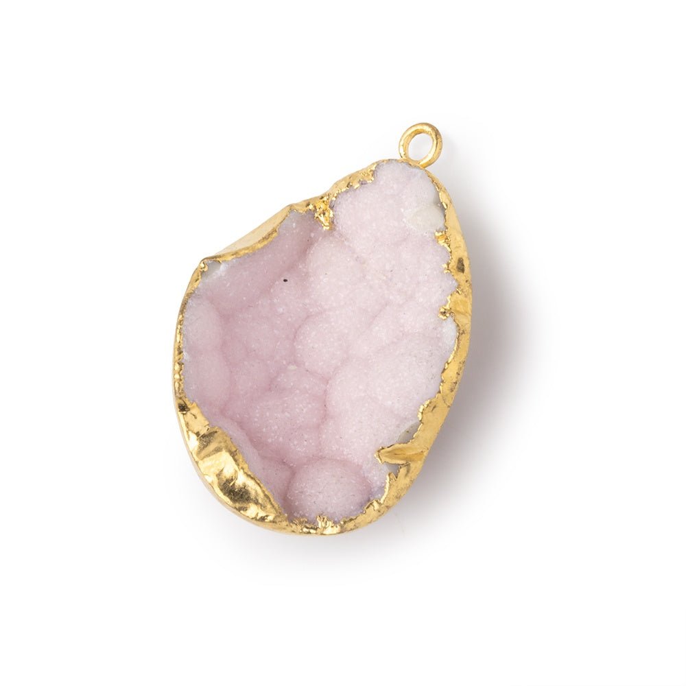 28x21mm Gold Leafed Pink Concave Drusy Pendant 1 focal piece - Beadsofcambay.com