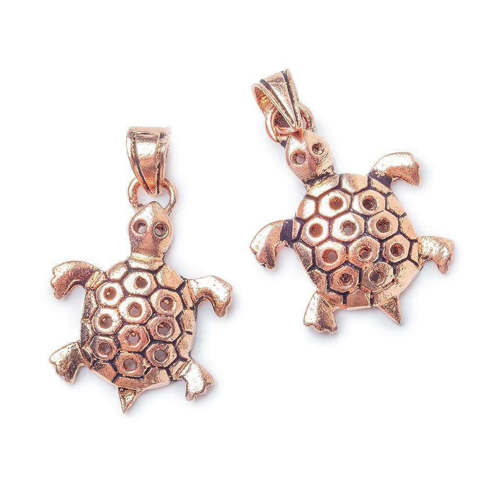 28x22mm Copper Finding Sea Turtle Set of 2 - Beadsofcambay.com