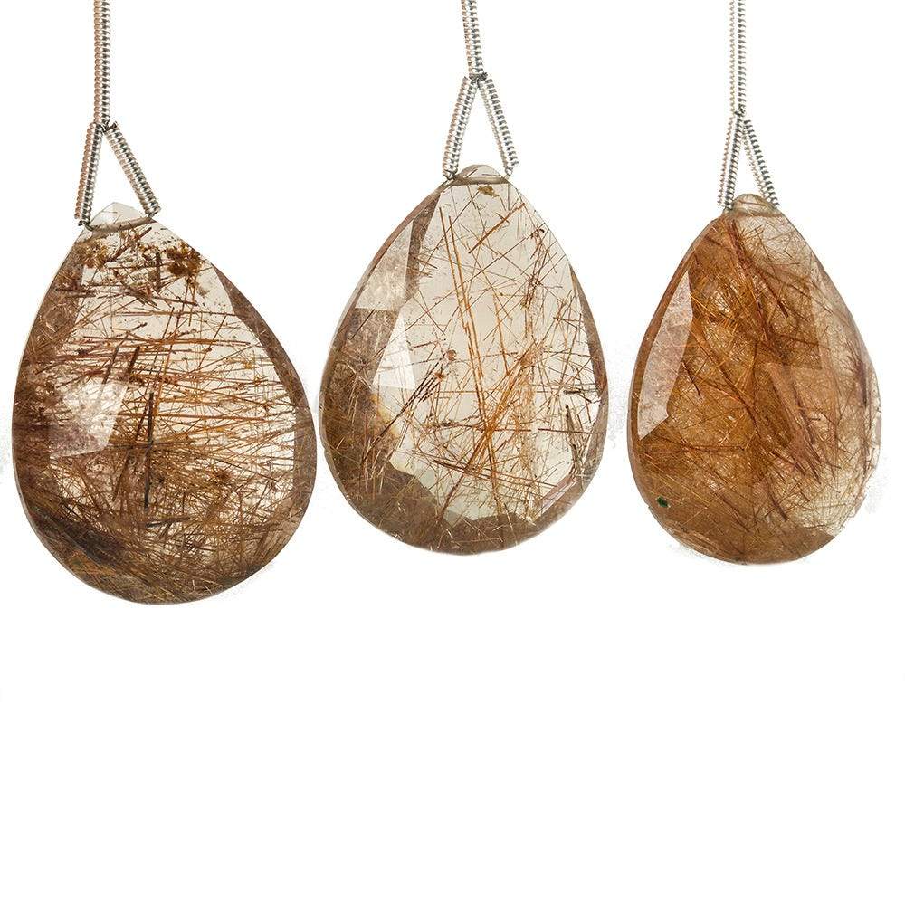 28x22mm Rutilated Quartz Faceted Pear Focal Bead 1 piece - Beadsofcambay.com