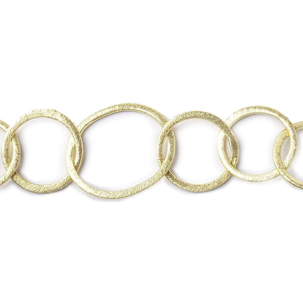 28x23-20mm 14ktGold plated Brushed Oval & Round Link Chain by the ft - Beadsofcambay.com