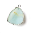28x26x9mm Silver Leafed Seafoam Blue Drusy Pendant 1 piece - Beadsofcambay.com