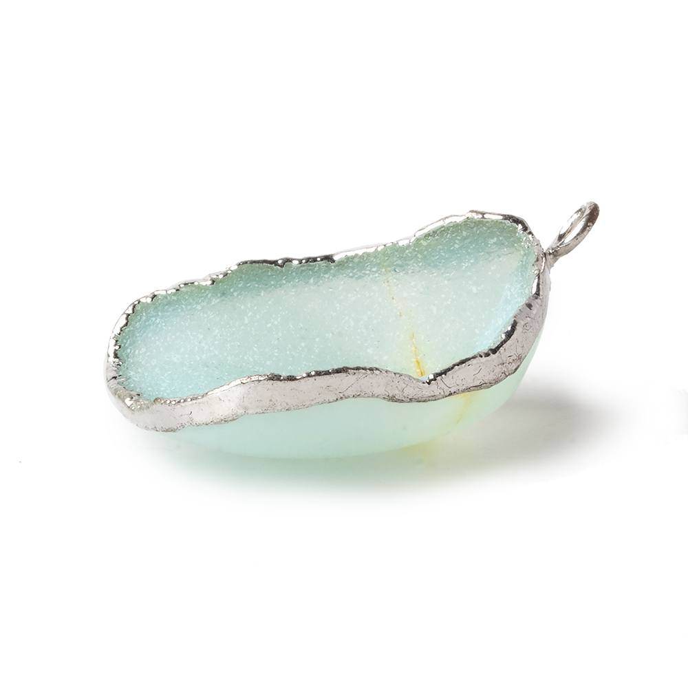28x26x9mm Silver Leafed Seafoam Blue Drusy Pendant 1 piece - Beadsofcambay.com