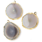 28x28mm Gold Leafed Natural Stalactite Solar Quartz Coin Pendant 1 piece - Beadsofcambay.com