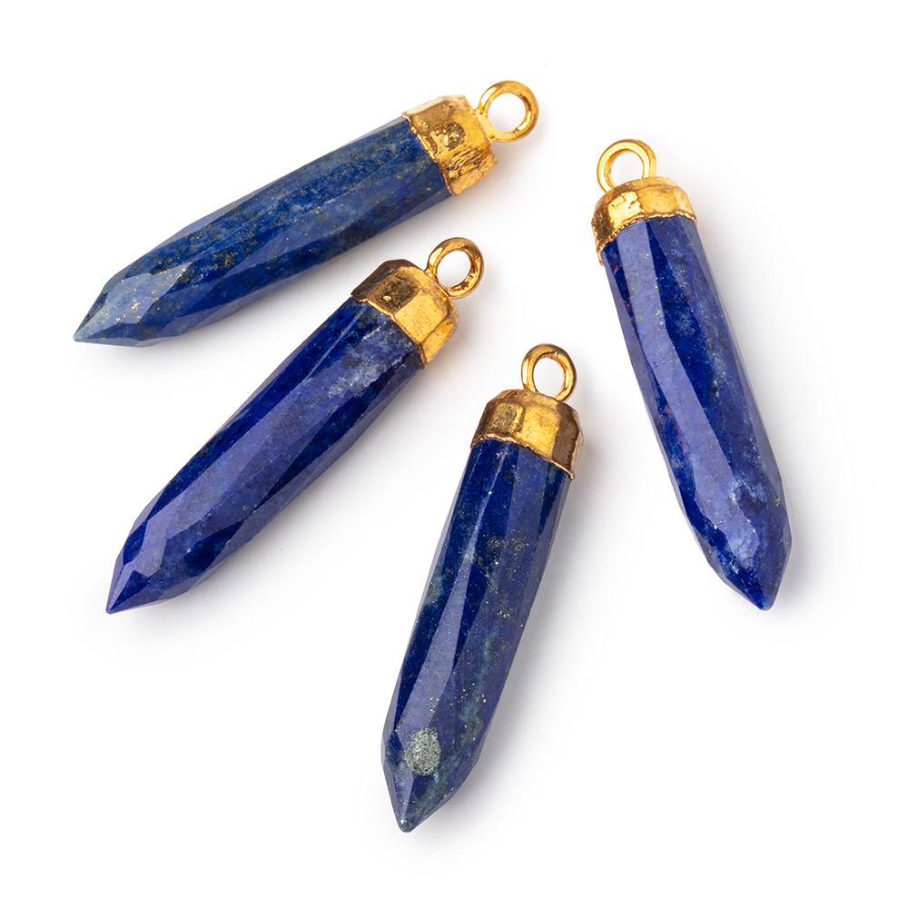 28x5mm Gold Leafed Lapis Lazuli Spike Pendant 1 piece - Beadsofcambay.com