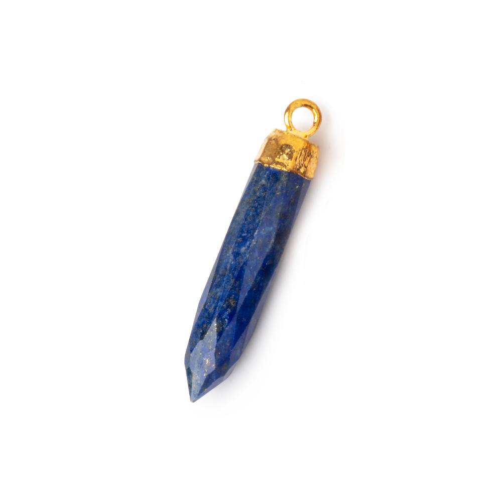 28x5mm Gold Leafed Lapis Lazuli Spike Pendant 1 piece - Beadsofcambay.com