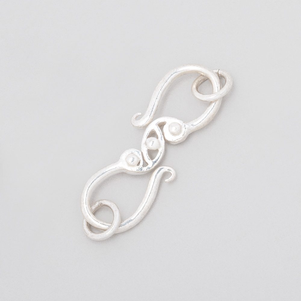 28x9mm Sterling Silver S Hook with Triple Dotted Design 1 piece - Beadsofcambay.com
