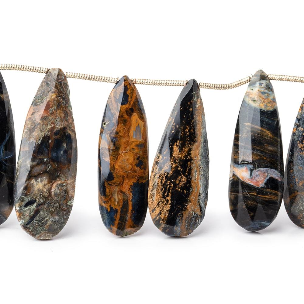 29x10-34x12mm Pietersite Faceted Pear Beads 8 inch 16 pieces - Beadsofcambay.com