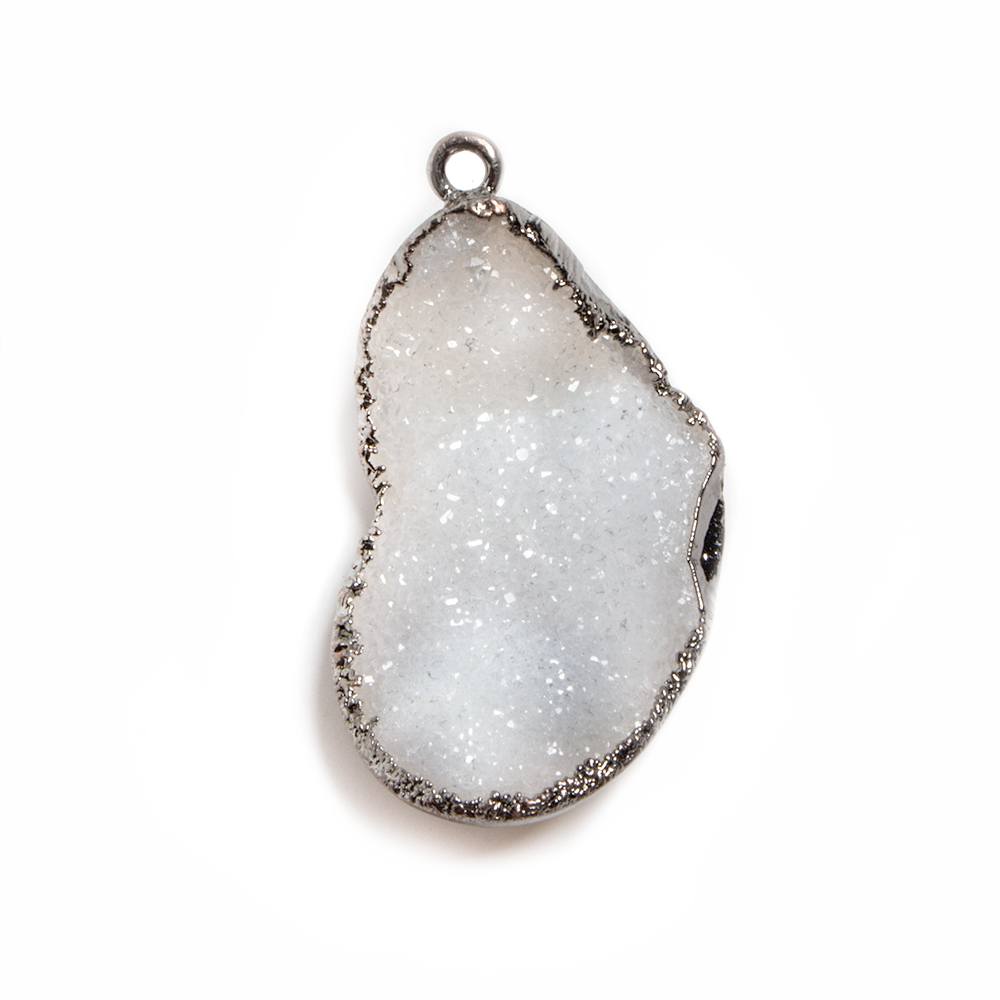 29x17x9mm Gunmetal Leafed White Drusy Focal Pendant 1 piece - Beadsofcambay.com