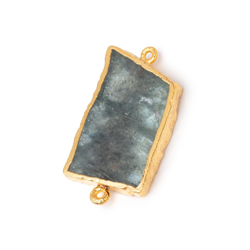 29x19-32x22mm Gold Leafed Moss Aquamarine Slice Connector Focal 1 piece - Beadsofcambay.com