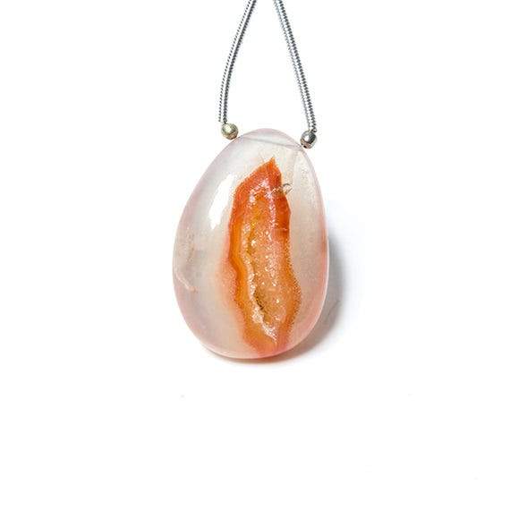 29x19mm Colorless Orange Concentric Agate Drusy Freeform Focal Bead 1 piece - Beadsofcambay.com