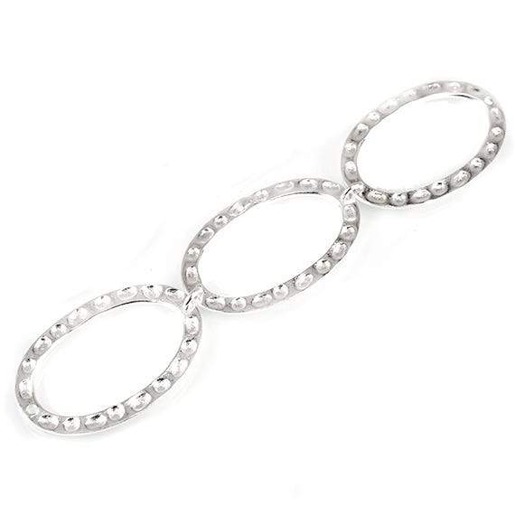 29x19mm Sterling Silver plated Copper Hammered Oval Beads 3 pieces*DISCONTINUED* - Beadsofcambay.com