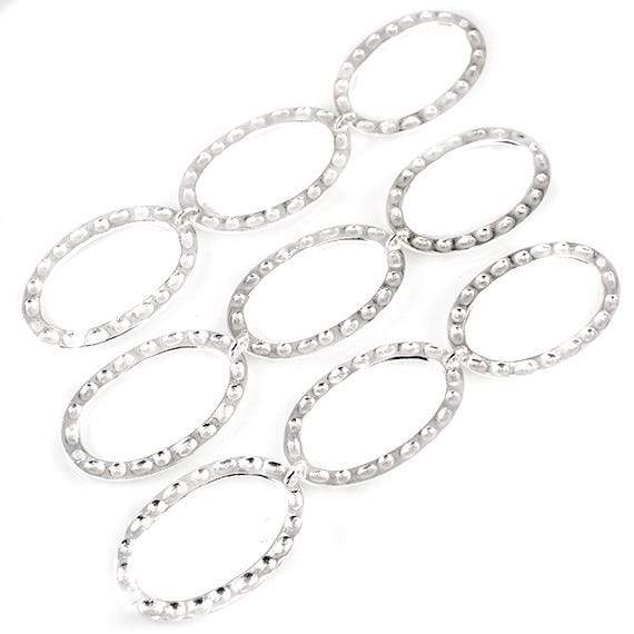 29x19mm Sterling Silver plated Copper Hammered Oval Beads 3 pieces*DISCONTINUED* - Beadsofcambay.com