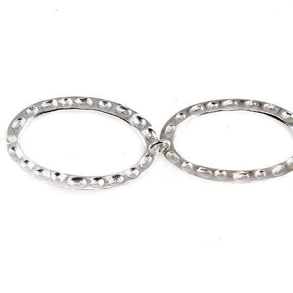 29x19mm Sterling Silver plated Copper Hammered Oval Beads 3 pieces*DISCONTINUED* - Beadsofcambay.com