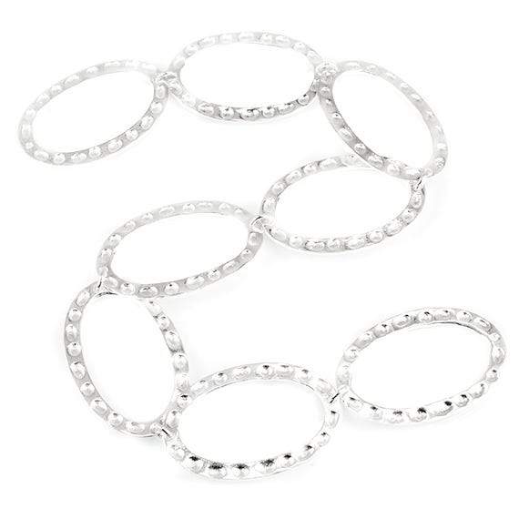 29x19mm Sterling Silver plated Copper Hammered Oval Beads 8 pieces *DISCONTINUED* - Beadsofcambay.com