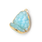 29x20mm Gold Leafed Powder Blue Concave Drusy Pendant 1 focal piece - Beadsofcambay.com